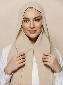 一件三合一速戴雪纺头巾，内置磁扣和内帽，无需别针，防滑贴合，即戴即用。适合日常搭配长袍、户外活动、祈祷和礼拜服饰。 - 彩色 - 查看 10