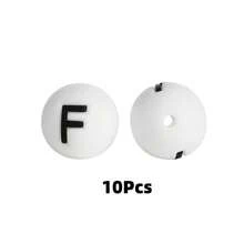 10/26pcs 15mm Silicone Letter Beads A-Z, DIY Bracelet Necklace Pacifier Chain Accessories - White - View 29