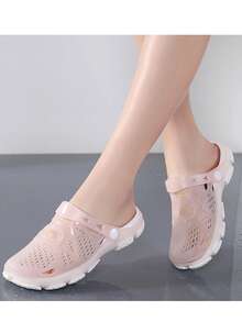 2026 Women Sandals Hollow Slip-On Mules Breathable Closed Toe Beach Shoes - Apricot - View 6