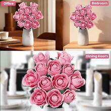 500+Pcs Red Pink Roses Bouquet Building Set, Artificial Flowers Botanical Collection Blocks Kit DIY Fake Roses For Adults Women Valentines & Mother's Day Girlfriend Gifts - Home Decor Creative Artistic Desktop Decorations - Multicolor - View 9