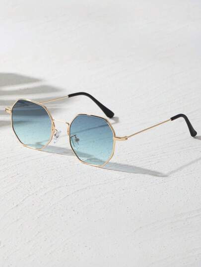 1 par de gafas de hombre de estilo moderno y sencillo con marco geométrico multicolor de cobre, de estilo Ins, para uso diario, conducción, vacaciones, actividades al aire como accesorio de moda