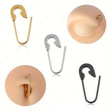 1 Piece 316L Stainless Steel Punk Earrings Unisex Unique Design Clip-On Safety Piercing Jewelry 316L Stainless Steel Fashion Nose Eye Belly Button Piercing Earrings O08G - 金色的 - 查看 4