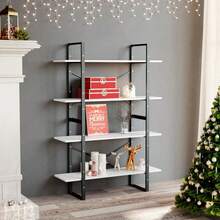 Libreria vidaXL a 4 livelli, bianca, 100x30x140 cm, in legno ingegnerizzato - Bianco - Visualizzare 1