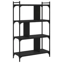 Estante vidaXL com 4 níveis, preta, 76x32x123 cm, em madeira engenheirada. - Preto - Ver 6