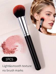 1pc Multifunctional Soft Fiber Powder Brush, Blush Brush, Contour Brush, Setting Brush, Diffuser Brush - Applies Makeup Evenly Without Powder Dispersal - Black - View 9