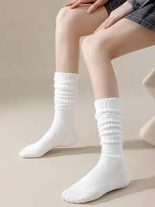 1/5/10双装女士柔软针织袜（春秋季款式），女士连裤袜，女士荷叶边袜，女士荷叶边袜，女士长筒袜 - 彩色 - 查看 5