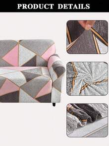 1 pieza Funda de sofá con estampado de líneas geométricas, funda de sofá de poliéster elástica minimalista moderna y 1 pieza de funda de cojín sin relleno, adecuada para todas las estaciones, informal para el verano - Multicolor - Ver 8