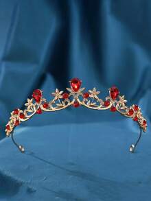 1pc Women's Fashion Princess 3D Crown Rhinestone Headband, Elegant Birthday Hair Accessory, Bride To Be, Party, Tiara