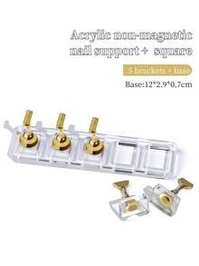 New 5Grids/Set Transparent Non-Magnetic Acrylic Nail Stand For Press On Nail Cat Eye Nail Art Practice & Display Stand Nail Holder Tool DIY Manicure Supplies - Multicolor - View 11