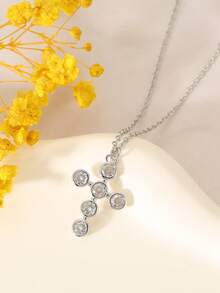 1pc Women's Cross Pendant Necklace - Fashion Religious Style Jewelry - Cross Pendant Necklace - View 3