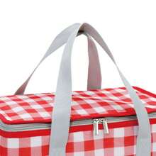 Insulated Lunch Bag - Large Waterproof Lunch Bag, Ideal For Picnics And Office | Durable, Portable, And Multifunctional | Red And White Design