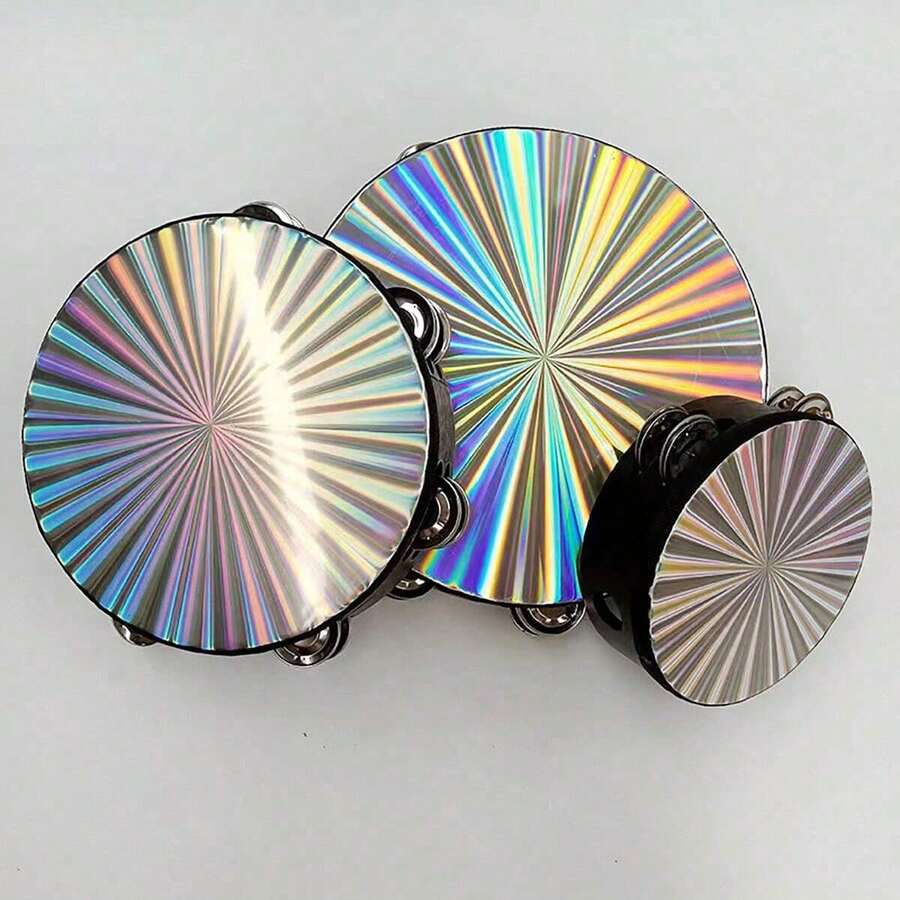 1个6/8/10英寸手持铃鼓，单排铃铛伴奏奥尔夫打击乐器，适用于KTV、派对气氛营造、节日礼物（不含鼓槌），铃鼓，鼓槌，鼓槌