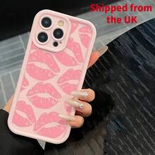 Lip Pattern Phone Case, Fashion Phone Protective Cover, Phone Accessory Compatible With IPhone 11 12 13 14 15 16 Pro Max - Pink - View 1