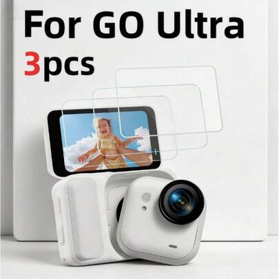 3pcs Tempered Glass Screen Protector For Insta360 GO Ultra, 9H Hardness, Oil-Resistant Coating, Anti-Scratch, Easy Installation