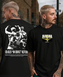 Unisex T-Shirt Featuring Fighter Charles Oliveira Do Bronx, Brazilian MMA Champion, Martial Arts Sport. - màu đen - Xem 1