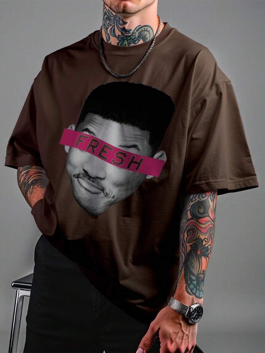 Oversized T-Shirt – Fresh Unissex DTF Ref4436 - 鏽棕色 - 查看 1