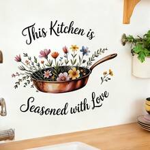 1/4pcs Inspirational Quote Wall Decals Happiness Is Homemade Seasoned With Love Text Pattern Removable Vinyl Art Murals For Kitchen Tile Stove Backsplash DIY Living Room Ornament - Multicolor - View 8