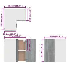 vidaXL Armoire d'angle suspendue "Lyon" Gris Sonoma 57 x 57 x 60 cm Bois d'ingénierie - Gris - Voir 9