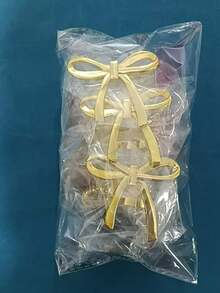 2/6/12/20个装情人节蝴蝶结餐巾环，闪亮金色金属蝴蝶结餐巾架，情侣约会情人节晚餐餐桌装饰，适用于情人节晚宴、婚礼、家庭聚会 - 金色 - 查看 12