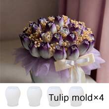 4-teiliges Tulpen-Blumen Silikonform Set aus Harz - mit Knospen-Tulpen Designs für Sträuße, DIY Aromatherapie Wachsschmelzen & dekorative Kerzen, ideal für Valentinstag, Ostern, Muttertag, Weihnachten, Geburtstag & Jahrestag Deko/Geschenke, wiederverwendbar und leicht zu entformen - Vier Tulpenformen - Übersicht 12