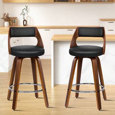  ALFORDSON 2x Swivel Bar Stools 65cm Eden Kitchen Wooden Dining Chair