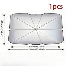 1pc Foldable Windshield Sun Shade, Car Front Window Sunshade Visor (Heat Insulation), A Practical Car Sun Protection Accessory