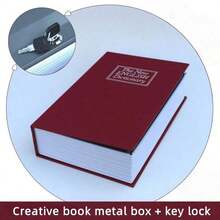 Decorative Book Safe Box With Key Lock, Faux Book Storage Box For Home Bookshelf, Store, Piggy Bank, Documents, Black - Red - View 4