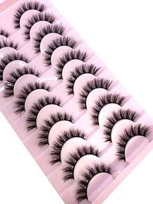 10 Pairs 3D Faux Mink Dramatic Volume Eyelashes, Thick Long Thin Natural Mink Lash Set, Short Full Natural False Eyelashes, Fluffy Lashes - Black - View 4