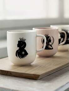 1张黑色剪影女孩小杯子马克杯贴纸，家居装饰贴纸 - 黑色 - 查看 2