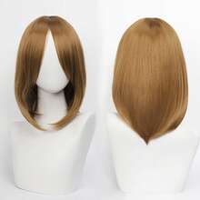 Karida 14-Inch Synthetic Fiber Cosplay Wig With Bangs, Layered Straight Hair, Unisex Cosplay Wig, High Density, Natural-Looking Cosplay Wig For Men And Women