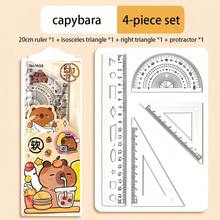 4pcs Capybara Acrylic Ruler Set: High Quality Protractor, Ruler And Compass - Perfect For School Or Office Use - Bring Fun To Your Workspace! Essential For Back To School - Multicolor - View 12