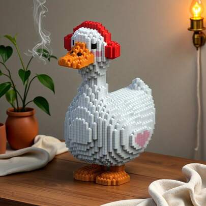 3500pcs Large White Duck Building Blocks Toy, Living Room Decor, Suitable As Holiday, Birthday, Or Friend Gift