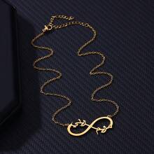 Custom Two Arabic Names Infinity Necklaces For Women Men Stainless Steel Customized Necklace Pendant Personalized Neck Chain Jewelry Birthday Valentine's Day Gift - Multicolor - View 8