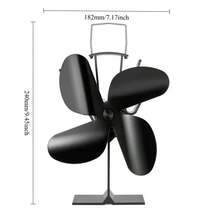 MICHSO 热力驱动炉灶风扇，静音四叶木柴炉风扇，家用高效散热风扇 - 黑色 - 查看 7