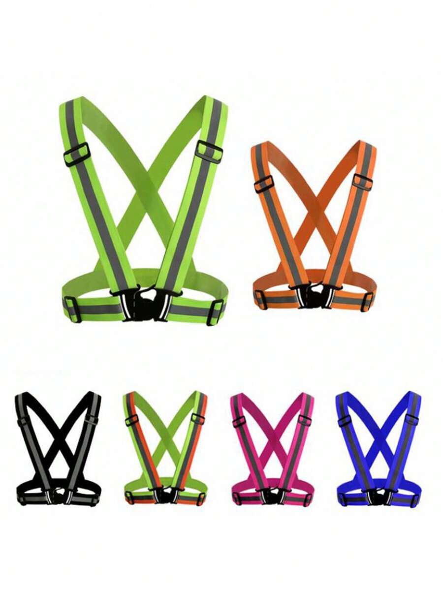 1pc Reflective Vest, Elastic Reflective Strap, Reflective Clothing, Suitable For Night Running, Cycling, Walking, All Seasons, Reflective Running Vest - Multicolor - View 1