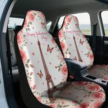 Valentines Paris Romance Style Car Cover | Foldable, Easy To Install, Universal Fit, Polyester Fiber, Machine Washable, Perfect For Valentine'S Day Gift Or Special Occasion Present - 彩色 - 查看 6