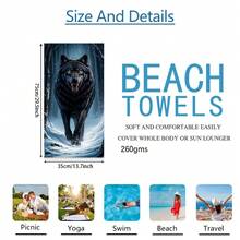 1条雪地狼图案沙滩巾，超柔软超细纤维特大号沙滩毯，超强吸水浴巾，适合旅行、游泳池、潜水、冲浪、瑜伽、露营，多种尺寸可选，沙滩用品，适用于海滩、泳池、旅行、露营、瑜伽、浴室装饰 - 彩色 - 查看 13