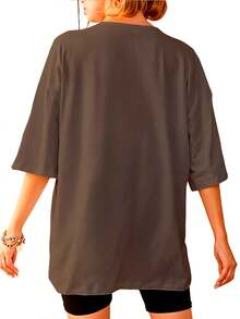 Oversized  T-Shirt – Fresh Unissex DTF Ref4436 - 鏽棕色 - 查看 3