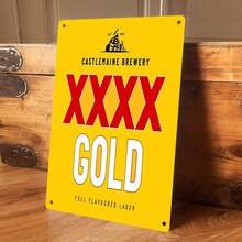 1pc Castlemaine Brewery XXX Gold Full Flavor Lager Beer Vintage Metal Sign, Bar Restaurant Kitchen Garage Wall Decor, Beer Themed Collectible, Home Decor Gift - Multicolor - View 2