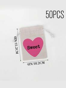 Customized Text, Red/Pink Heart Design Candy Drawstring Bag, Fashion Gift Packaging Bag, Reusable, Suitable For Valentine's Day/Wedding/Birthday Party, Friend Gift Exchange Packaging Bag - Multicolor - View 16