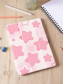 1pc Vintage Blue Hibiscus Flower Pattern Tablet Protective Case, Compatible With Apple IPad 10.2 Inch, IPad Pro 2021/2020, IPad 9th/10th Gen, IPad 11 Inch 11th Gen 2025, Galaxy Tab A8 10.5 Inch  Matepad 10. , Anti-Drop, With Pen Slot, Support Sleep/Wake - Multicolor-1 - View 3