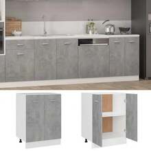 vidaXL Meuble bas "Lyon" Gris béton 60 x 46 x 81,5 cm Bois d'ingénierie - Gris - Voir 2