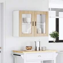 vidaXL Armadio murale da cucina e porte in vetro Porto chêne Sonoma - Castano - Visualizzare 3