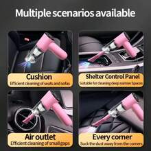 1 Pink 12V Powerful Handheld Car Vacuum Cleaner - Compact Wired Design, Easily Remove Dust And Pet Hair, With Accessory Kit Included, Without Battery, Car Accessories, Complimentary Multi-Purpose Car Brush, Pink Cute Girl, Halloween Gift - Pink Vacuum Cleaner - View 8