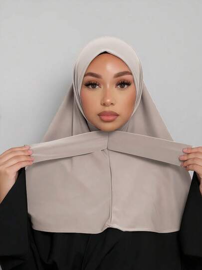 1pc Fashionable Casual Elegant Instant Hijab Cap, Classic Minimalist Style, Soft & Breathable Modal Fabric, Versatile Turban Jersey Suitable For Daily Life, Festivals, Gatherings, Prayers