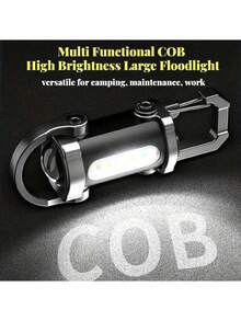 1/2/4 Mini LED-ficklampa med nyckelring, 1000 lumen COB-sidoljus, USB-C uppladdningsbar, 7 lägen, bärbar multifunktionell utomhusficklampa med väska och klämma, lämplig för vandring, camping, fiske, löpning, nödbelysning/hundhalsband - Multifärgad - Visa 4