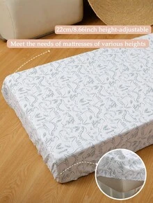 1pc Baby Crib Fitted Sheet Elastic Band On The Back To Prevent Displacement Cute Cartoon Design For Babies Cribs Infant Breathable Soft Microfiber Bed Cover Cot Essentials - Multicolor - View 4