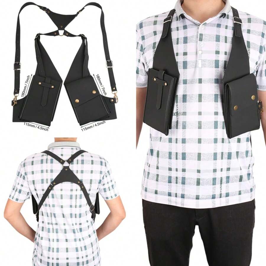 Portable Leather/Nylon Underarm Wallet Anti-Theft Hidden Holster For Phone Men Secret Agent Double Shoulder Wallet Bag Case - A1 PU Leather Blue - View 1