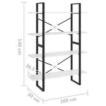 Libreria vidaXL a 4 livelli, bianca, 100x30x140 cm, in legno ingegnerizzato - Bianco - Visualizzare 7
