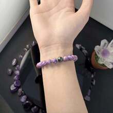 1Pc Purple And Blue Pink Pattern Bead Bracelet, Suitable For Mother's Day, Graduation Season, Thanksgiving And Christmas Celebrations, Suitable For Daily Wear And Gift Giving. - 預設 - 查看 8